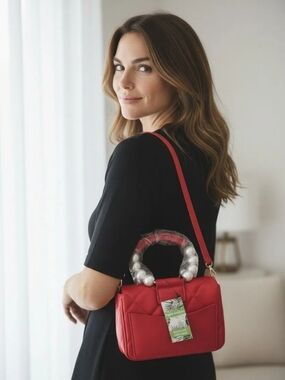 Badgley Mischka Red Quilted Top-Handle Or Crossbody Bag NWT